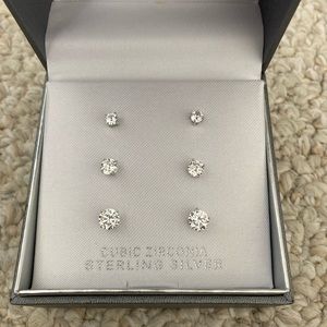 Sterling silver cubic zirconia set of 3 earrings
